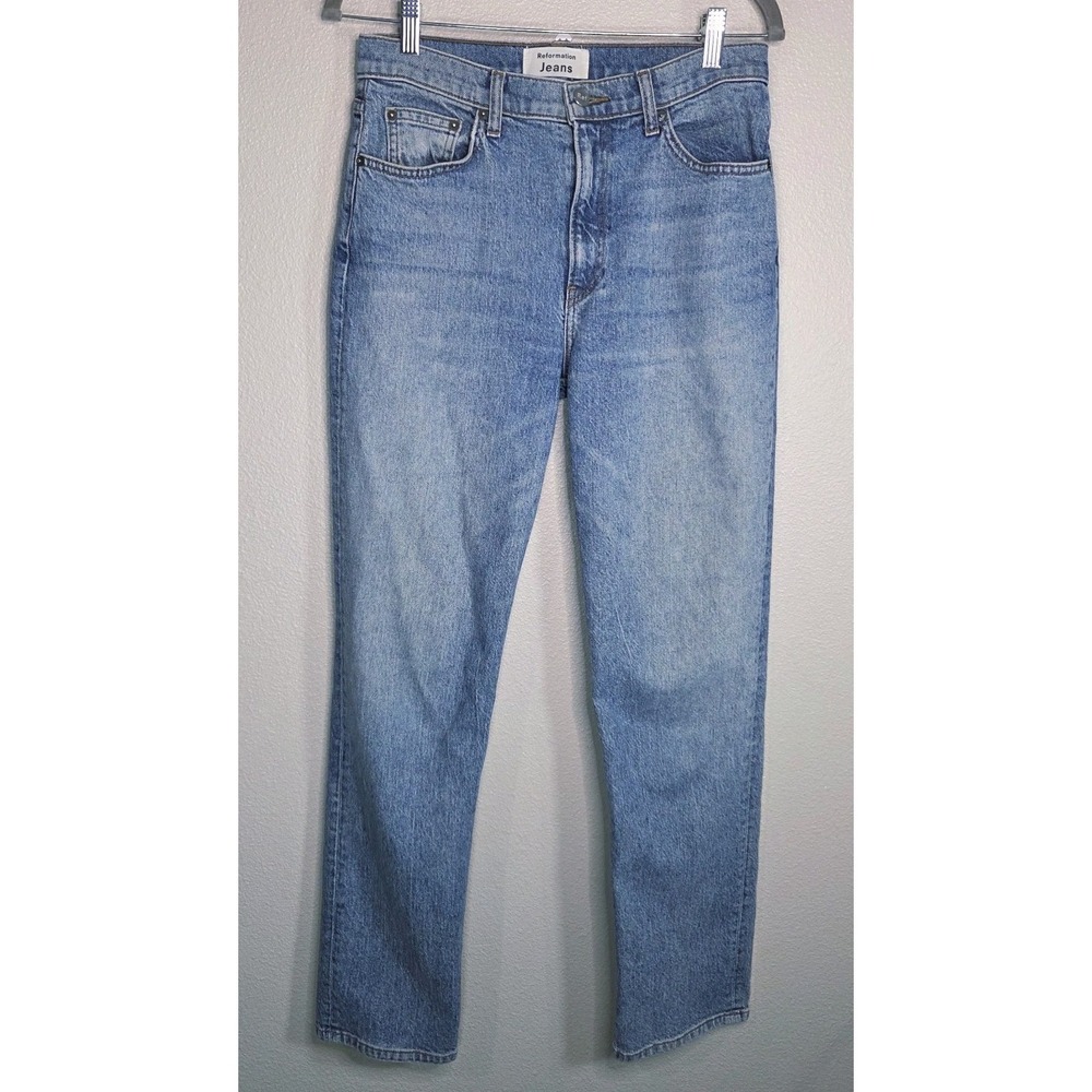 Reformation Liza High Straight Jean Womens 27‎ Palma Wash Light Wash Denim
